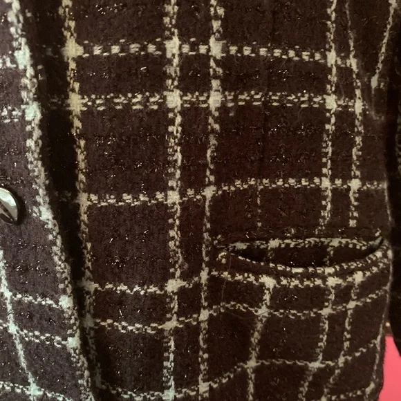 Sag Harbor Size 16 Teal blue & black plaid blazer with sparkle. Gently worn. - Picture 8 of 14